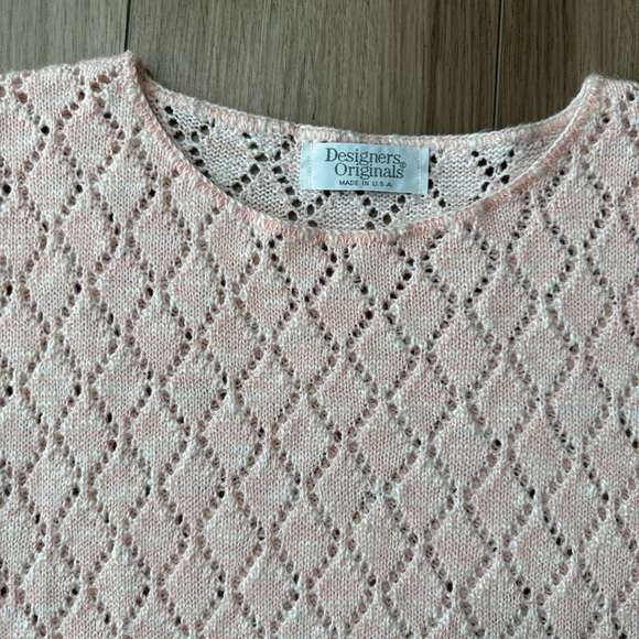 Vintage Light Pink & White Crochet Knit Top - Picture 7 of 15